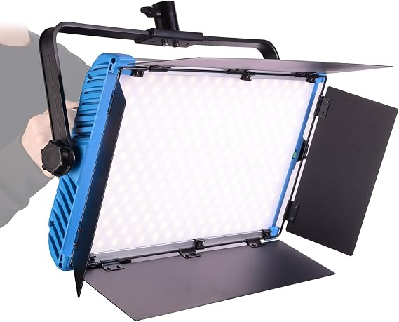 Led Panel Light for Video and Photography,DF DIGITALFOTO Helios Dimmable Bi-Color 3200K-5500K YouTube Lighting CRI95+ 100W Studio and Stage Lights,Builting DMX System and Barndoor