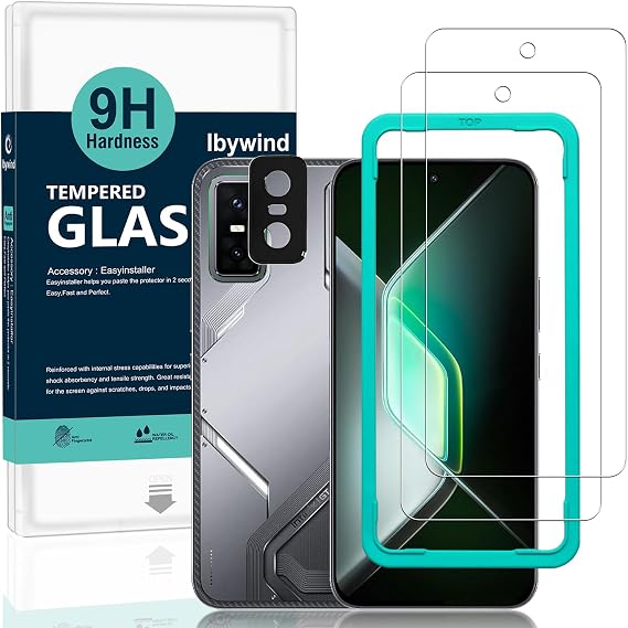 Ibywind for Infinix GT 30/Infinix GT 30 Pro 5G Screen Protector,2 Pack,9H Hardness Tempered Glass and Camera Lens Protector,with Alignment Frame,Full Coverage,Bubble Free,Fingerprint Unlock