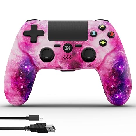 Controller for PS4, Wireless Controller for Sony PlayStation 4/Slim/Pro, Remote Control with Double Vibration, 6-axis Motion Sensor, Speaker, 3.5mm Audio Jack, TouchPad, and 800mAh Battery (Pink)