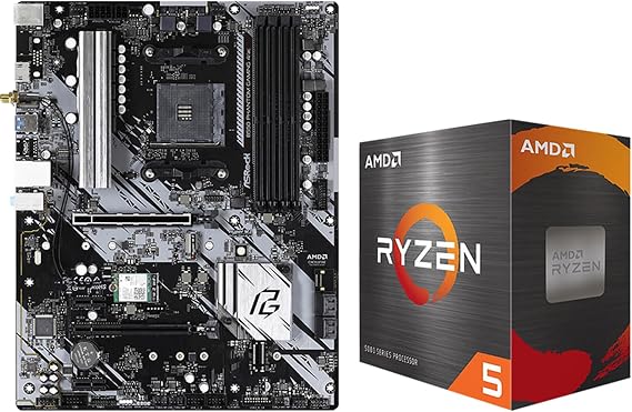 MICRO CENTER AMD 5500 Processor with ASRock B550 Phantom Gam4 Motherboard | CPU Motherboard Combo, AM4, DDR4, M.2, 6 x SATA3 6.0 Gb/s, WiFi, Bluetoothe, ATX, Windows 10/ 11 64-bit Support