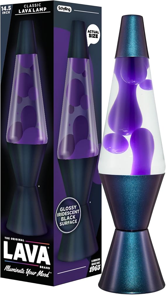 Lava The Original Lamp - 14.5" Black Iris Classic Liquid Motion Lamp - Purple Wax and Clear Liquid - Item #2425