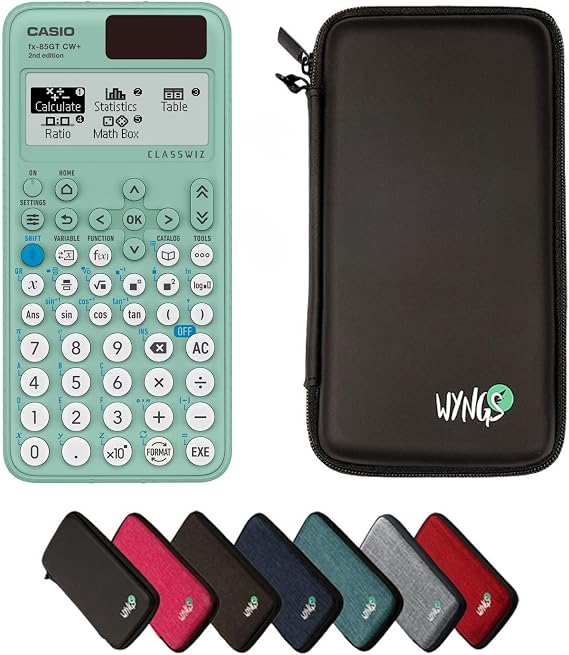 Casio fx-85GTCW+ Green including a WYNGS protective case in Black - Basic Set