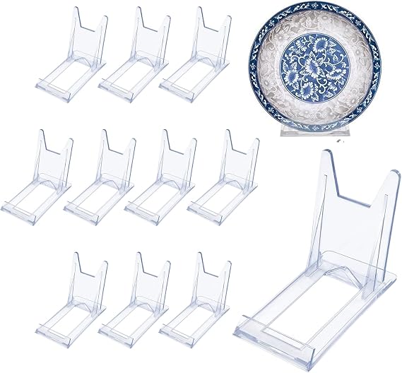 Acrylic Plate Stands,Plate Stand Plastic Stand Adjustable Decorative Plate Holder Plate Stand Decorative Stand for Display Pictures or Plate ,Home Office Supplies Festival Party Decoration(12 Pieces)