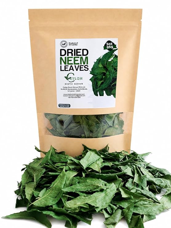 Ceylon Rustic Savour Dried Neem Leaves, Whole Neem Leaves 3 oz / 85g, Neem Leaf Tea, Loose Leaf Herbal Tea Preparation, Resealable Pouch, Product of Sri Lanka