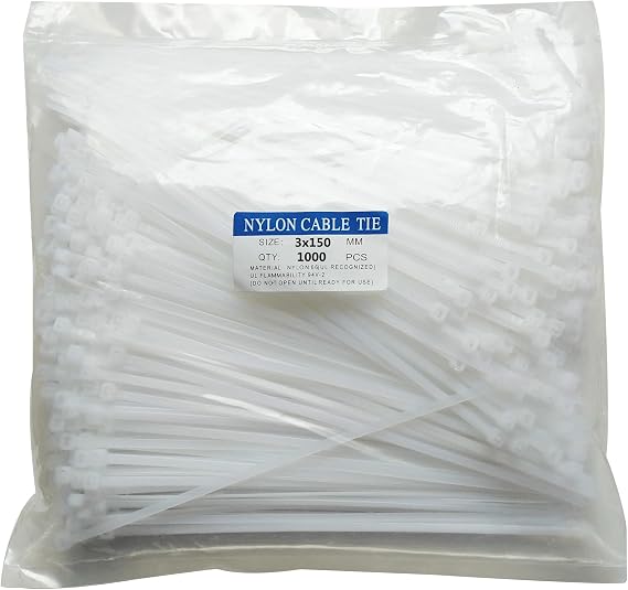 1000 pcs 6 inch Cable Zip Ties Heavy Duty, Premium Plastic Wire Ties with 18 LBS Tensile Strength, UV Resistant Cable Ties, Self-Locking White Nylon Tie Straps