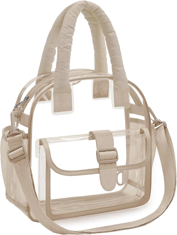 BAGSMART Clear Bag for Stadium Events 12 x 6 x12, Clear Crossbody Bag Tote | Clear Bag for Women with Two Ways to Install the Adjustable Strap for Travel, Festival