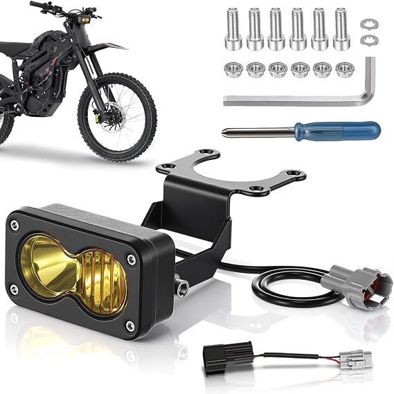 Motorcycle LED Headlight 10W Off-Road Spot Light with Bracket IP68 Rated Water-Resistant Compatible with Sur-Ron Light Bee X S Segway X260 Talaria Sting MX3 MX4 3 Inch Yellow Light