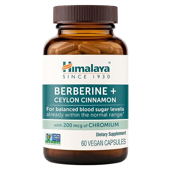 Himalaya Berberine with Ceylon Cinnamon+Chromium Picolinate,60 Caps