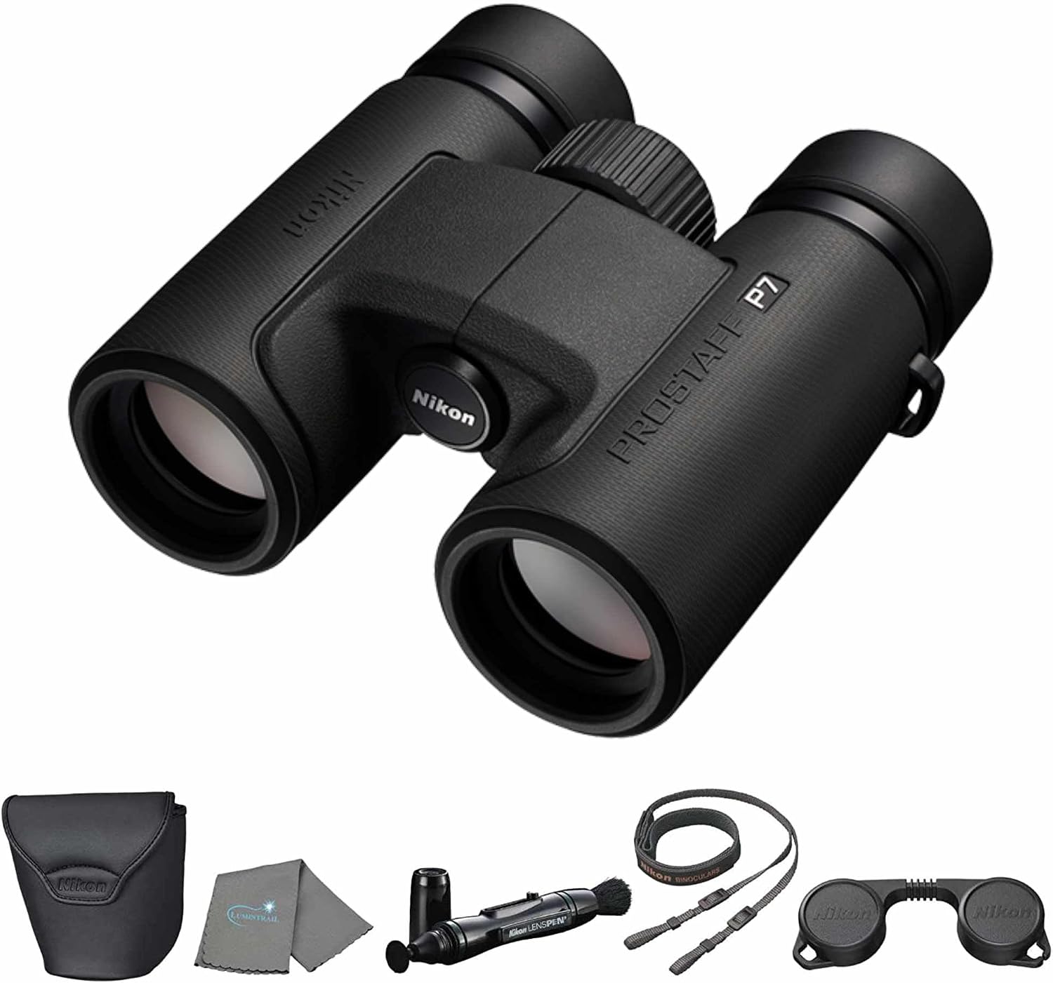 Nikon PROSTAFF P3 8x30 (16774) Black Binoculars Bundle with Lens Pen and Cleaning Cloth, Compact Binoculars for Adults for Hunting, Bird Watching, and Hiking Essentials, Zoom Lightweight Travel