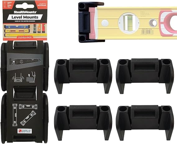 StealthMounts Universal Level Holder - 2 Pack | Locking Level Mounts | Fits All Brands | Level Hanger | Made in the UK
