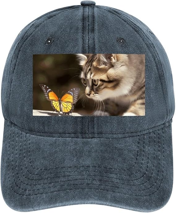 Baseball Cap Golf Dad Hat for Men Women Adjustable Cowboy Baseball Hat Cat and Butterfly Dad Cap Trucker Hats