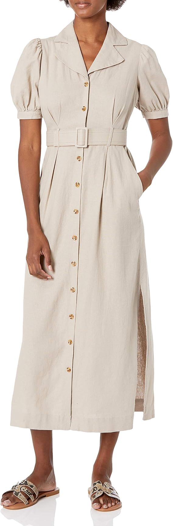 Calvin Klein Women's V-Neck Dress with Tiered Smocking