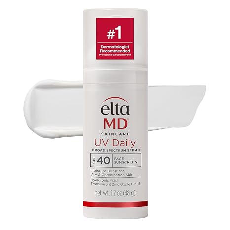 EltaMD UV Daily Face Sunscreen Moisturizer, Zinc Oxide, SPF 40 and SPF 50 | Hydrates and Protects Dry Dehydrated Skin, Lightweight, No White Cast, Dermatologist Recommended, Available in Three Tints