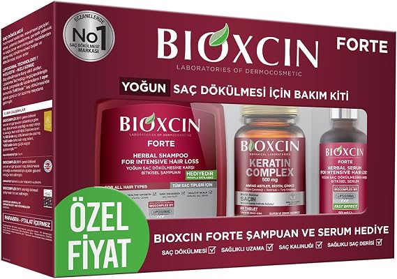 Bioxcin Forte Yoğun Bakım Kiti – Saç Dökülmesine Karşı Şampuan, Serum & Tablet Seti; Yoğun Saç Bakımı, Bitkisel İçerik – 3’lü