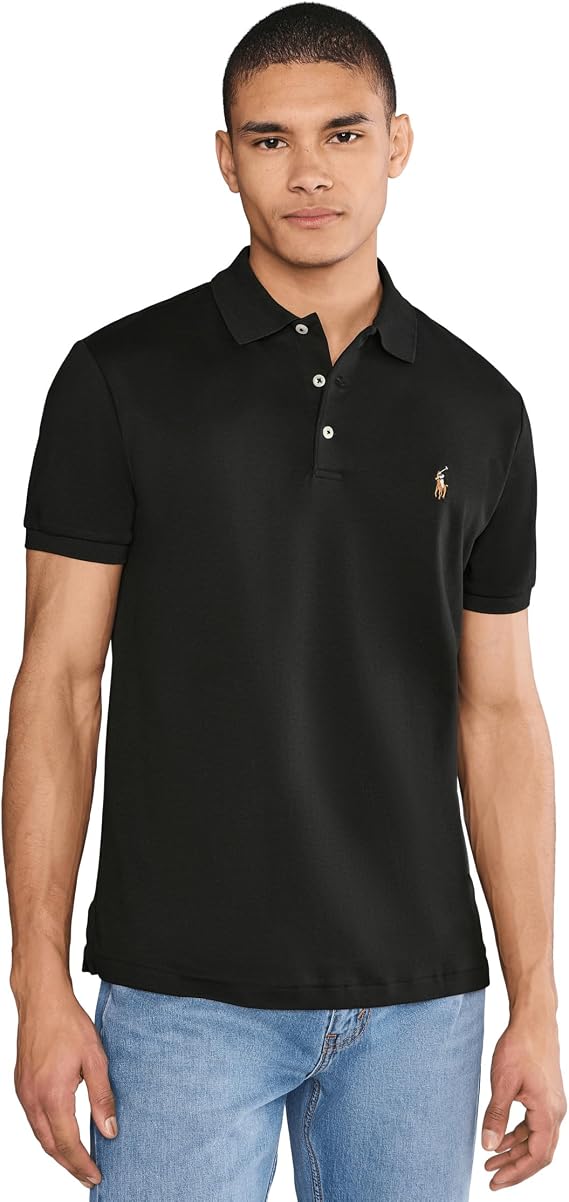 POLO RALPH LAUREN Mens Custom Slim Fit Soft Interlock Cotton Three Button Polo Shirt,