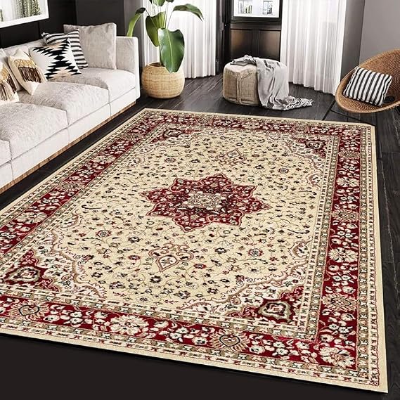 Cozy Haven Heritage Collection Rug – Large Washable Non-slip Carpet for Living Room, Bedroom, Lounge Dining, Kitchen Thick Soft Indoor Floor Rugs (Beige, 120x170 cm)