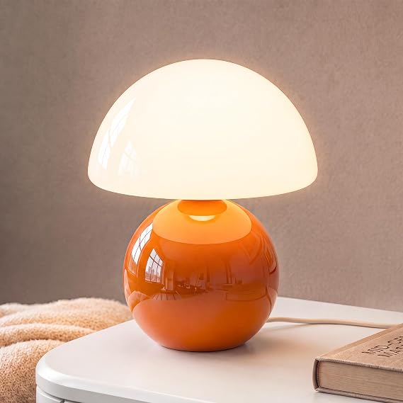 Dawnwake Table Lamp Mushroom Lamp for Bedroom-Small Desk Table Lamps,Orange [Energy Class F]