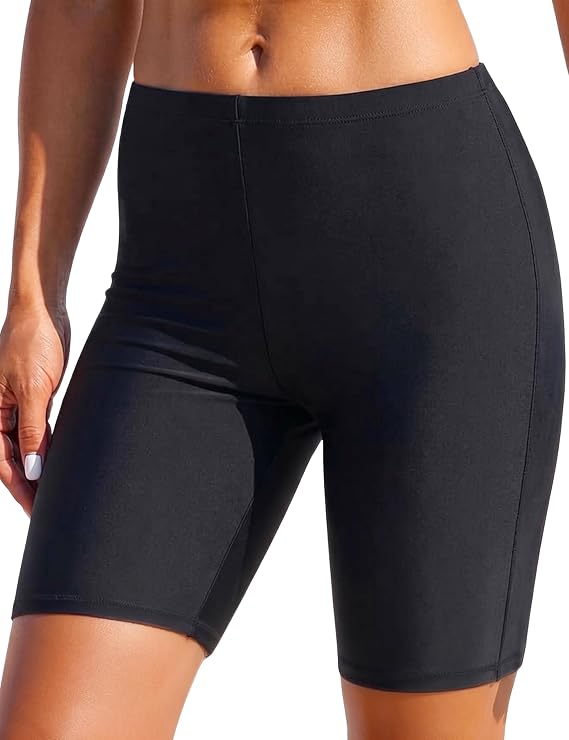 Mycoco Swim Board Shorts for Women UPF 50+ High Waist Built-in Brief