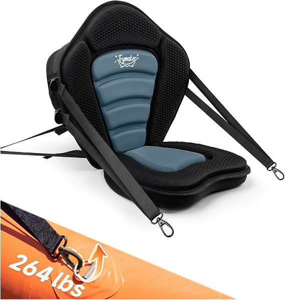 Trymaker Paddle Board Seat, Thick Kayak Seat for Adults | 1.97"Thick Cushion, High-Back Support, Large Storage Bag, Ergonomic Design, Universal Fit for Paddleboard & kayak Fishing SUP