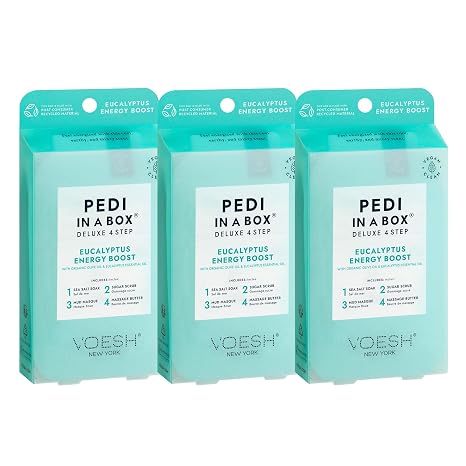 VOESH Pedi in a Box 4 Step, Pedicure Set, At-Home Pedicure, DIY Pedi, Foot Treatment, Pedicure Supplies, Foot Scrub, Foot Spa, Foot Care, Foot Therapy
