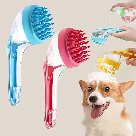 Pet Bath Brush For Dogs, Lettuce dog Washing With Shampoo Dispenser, Dog Shower brush, 2-In-1 Pets Bath Massage Brush For Dogs Long and Short Hair (2pcs-e)