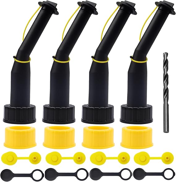 Gas Can Spout Replacement Kit Angle Fuel Can Nozzles Leakproof with Gasket Vent Cap Drill Bit for Old Style Gas Can Compatible with Midwest Scepter Gott Rubbermaind Essence Pack of 3