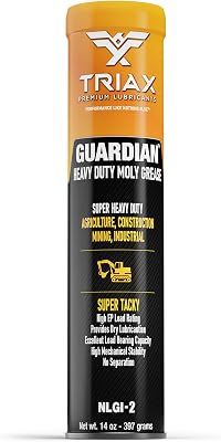 TRIAX Guardian Grease - Heavy Duty Moly Grease - for Wheel Bearings and Shock Loaded Components - True Multi Purpose, Extremely Tacky, Drop Point Down to -400F, Zero Separation 1 Tube