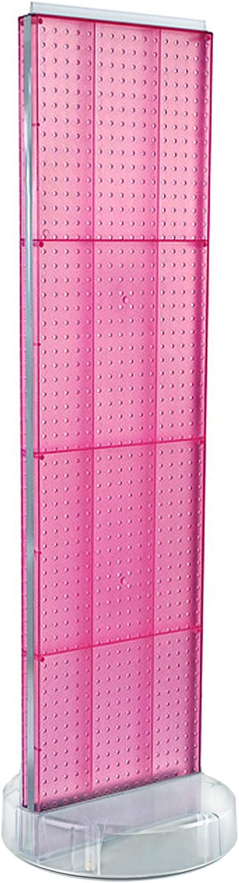 Azar Displays 700788 - PNK TWO-SIDED PEGBOARD FLOOR DISPLAY W/C-CHANNEL SIDES ON REVOLVING ROUND STUDIO BASE. PANEL SIZE: 16"W X 60"H