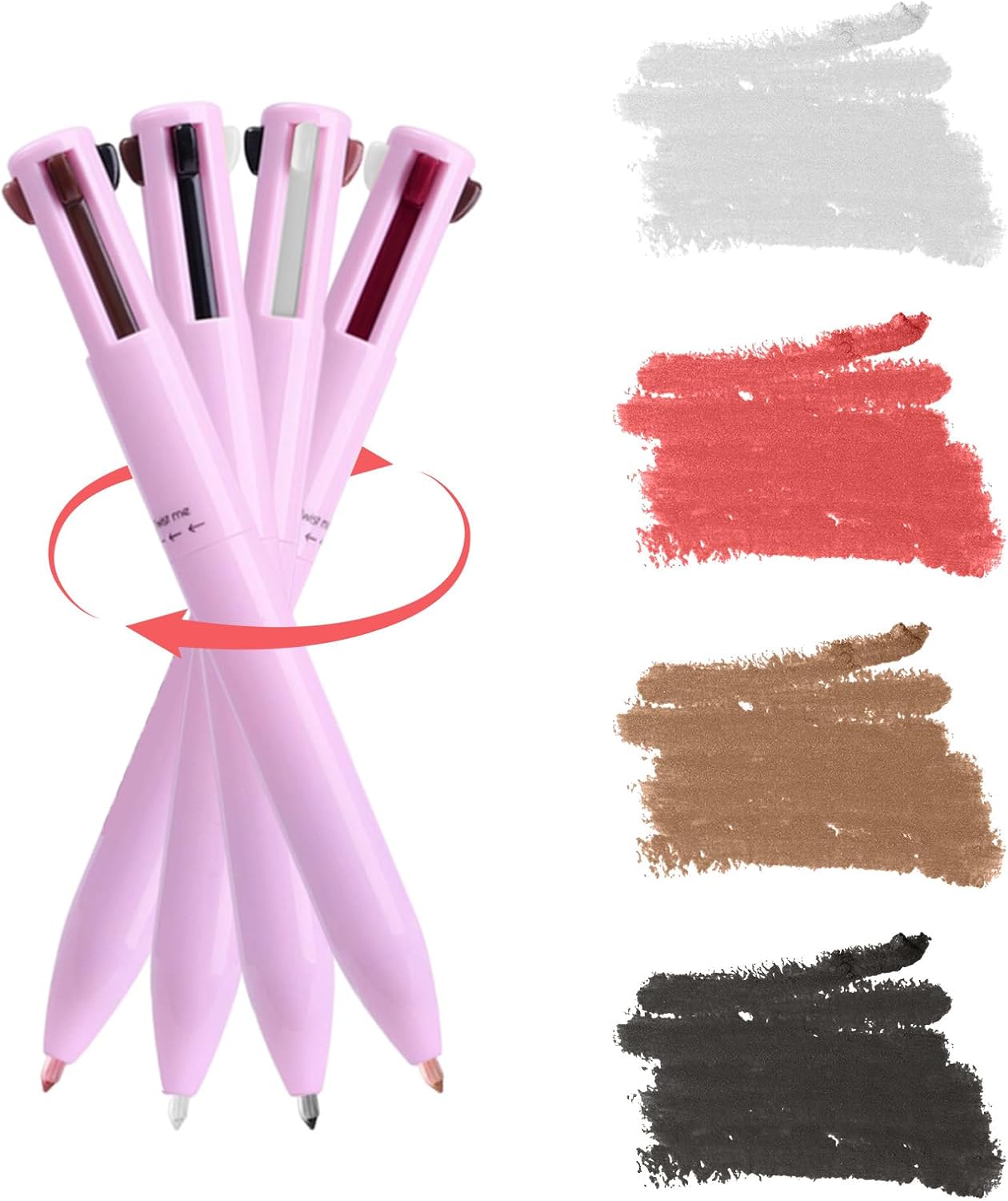 Beauty Searcher 4-in-1 Makeup Pen, Eye Liner, Brow Liner, Lip Liner, Highlighter Pen, Waterproof All in One Makeup Pen Eye Long-Lasting 4 Color Multi-function Makeup Beauty Pencil