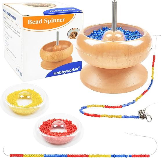 hobbyworker Bead Spinner, for Jewelry Bracelet Making, Seed Beads, Waist Beads Kit Line Quick Beading Tool (3 Trays 1 Bead Plugs)