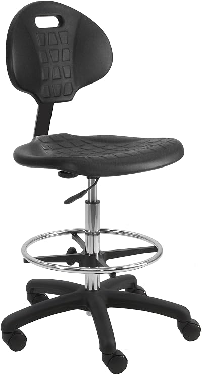 BenchPro Deluxe Polyurethane Chair With 18 Adjustable Footring and Heavy Nylon Base , 21"-31" Height Adjustment, 450 lbs Capacity