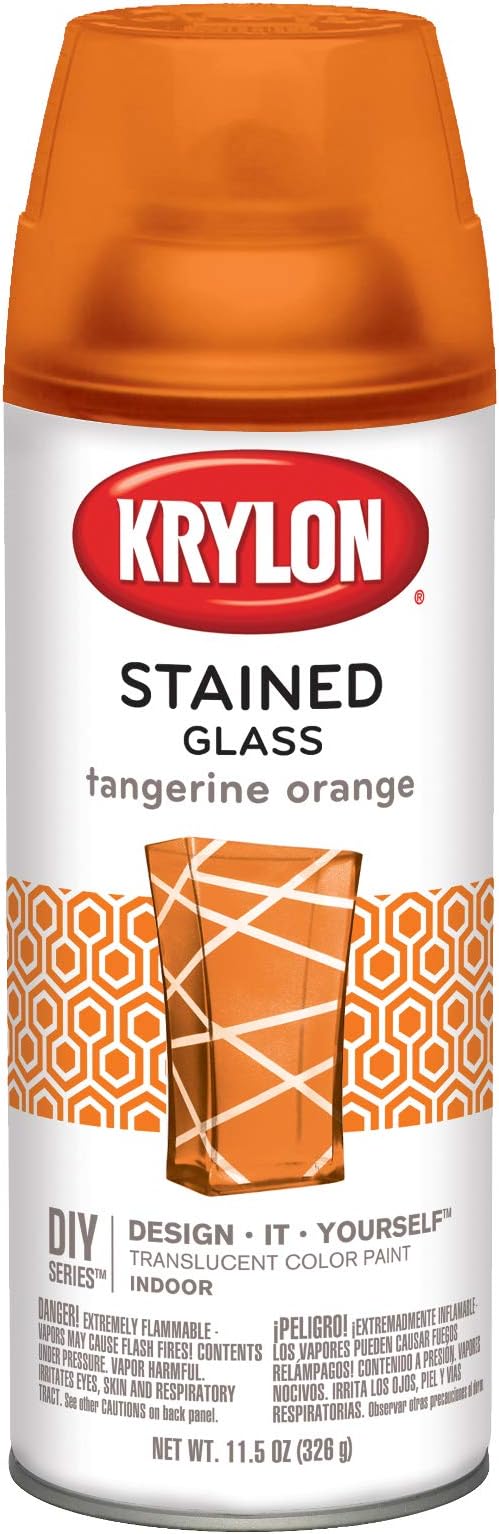 Krylon K09034000 Stained Glass Aerosol Paint, 11.5 Ounces, Tangerine Orange