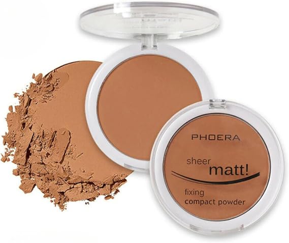 Compact Fixing Powder, Sheer Matt Setting Powder with Vitamin E, Long Lasting Pressed Make Up Foundation (206 - Tan)
