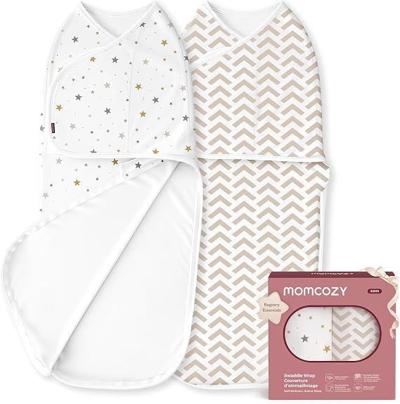 Momcozy Swaddles for Newborns, Quiet Fastener Swaddle for Infant 0-3 Months