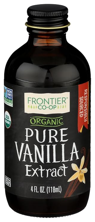 Frontier Co-op Organic Pure Vanilla Extract, 4 fl oz | For Coffee, Syrups, and Baking