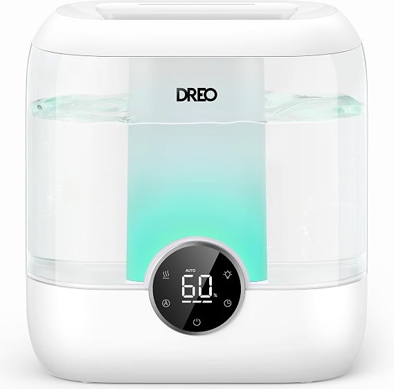 DREO 6L Humidifiers for Bedroom, 60H Runtime, 28 dB Quiet, HM524 | Precise Humidity Control, Easy to Refill & Clean, Nightlight, Cool Mist Humidifiers for Large Room, Baby Nurseries & Plants
