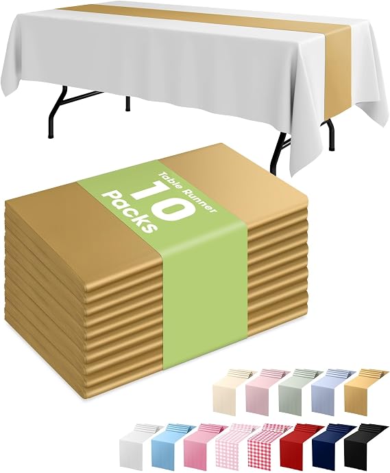 Pureegg Gold Disposable Plastic Table Runner 14x108 Inch Party Decor