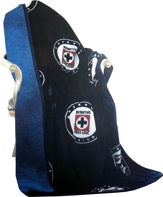 Cruz Azul Team Logo Blue Sherpa Lining Borrego Flannel Throw Sofa Blanket 50"x60"