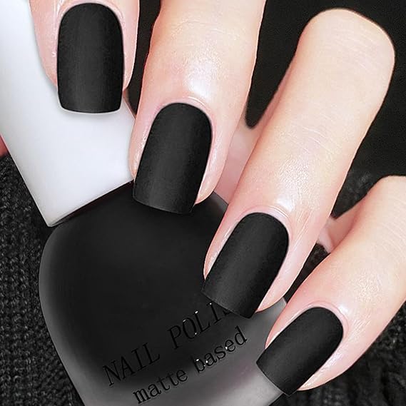 Matte Black Nail Polish - Quick Dry, Vegan, for Men & Women - Velvet Gel Finish, Rapid Dry Fingernail Polish