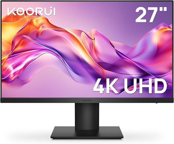 KOORUI 27 Inch 4K UHD(3840 * 2160) Monitor IPS Ultra-Thin Computer Monitor 60Hz with 90% DCI-P3 Displayport&HDMI VESA Mountable