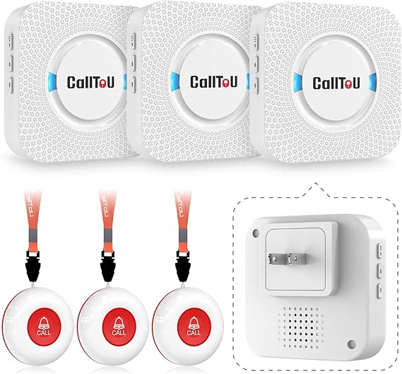CallToU Wireless Caregiver Pager Alert Button for Seniors Patient Call Bell | Easy Setup, Whole-House Coverage, Peace of Mind, Waterproof Call Button for Elderly, Seniors, Patients and Home Caregivers