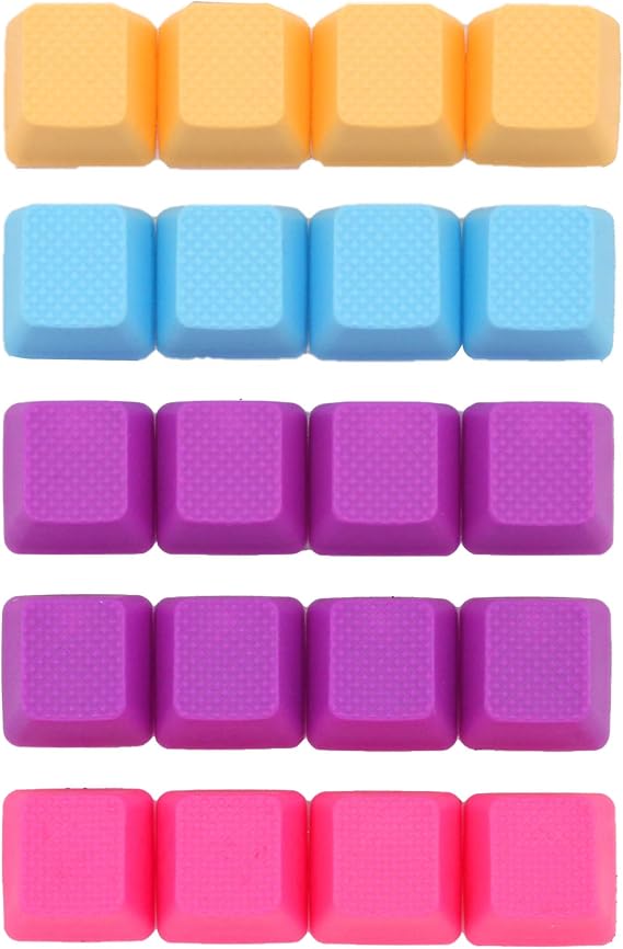 KPREPUBLIC Taihao Rubber Rubberized Doubleshot Gaming Keycap Set Cherry MX OEM Profile 20 Key Magenta Purple Neon Green Yellow Light Blue (Blank Taihao Rainbow OBPPM x1)