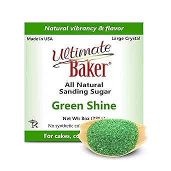 Ultimate Baker Decorating Sugar - All Natural Colored Sugar for Cake Decorating, Cupcakes, Cookies, Baking & Icing Topping, Large Crystal 8oz, Green