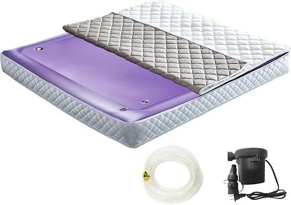 Free Flow Full Wave Water Mattress, Square Waterbed Mattress for Adults, 7.9" Thick PVC Softside Water Bed with Removable Cover, Protable and Foldable, Dual Air Valves (King - 76" x 80")
