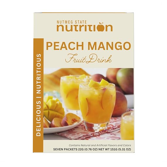 Nutmeg State Nutrition - High Protein Diet Fruit Drink - 15g Protein - Low Calorie - Low Carb - Low Sugar - Fat Free, 7 Servings Per Box (Peach Mango)