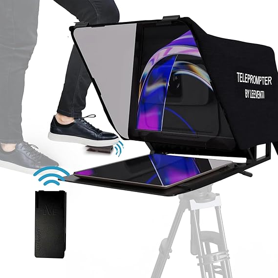 Teleprompter Compatible with iPad, Tablet, Smartphone, and DSLR Camera, Controlled via Remote or App, Compatible with Android and iOS, Ideal for Video Recording, Aluminum (Version 5.0)