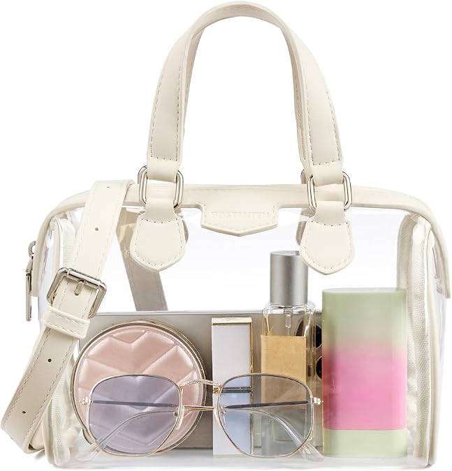 BOSTANTEN Clear Bag for Stadium Events, Small Clear Crossbody Purse with Top Handle for Concerts, Sports