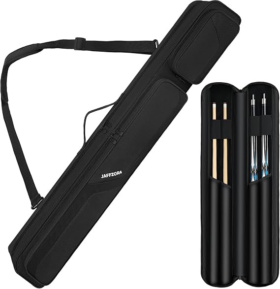 Pool Cue Case, Pool Stick Carrying Case Holds Butts and Shafts, Billiard Cue Bag with Shoulder Straps