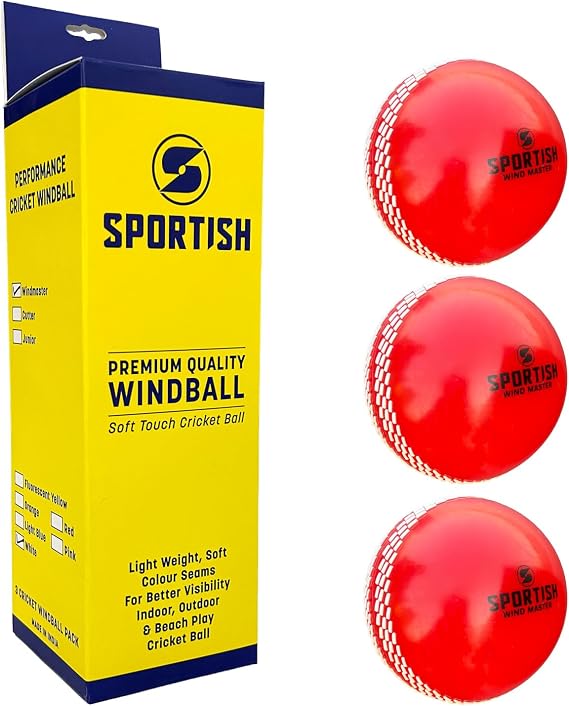 Soft Wind Cricket Balls Pack of 3 – Lightweight Training & Practice Balls