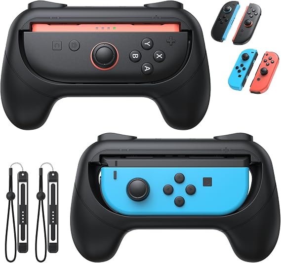 FASTSNAIL Switch Controller Grips for Nintendo Switch 2/1/OLED for Joy-Con | Switch Joypad Holder Handle Kit, Wear-Resistant & Anti-Slip, Ergonomic Design, Switch Grip for Joycon 2/1 Accessories, 2 Pack